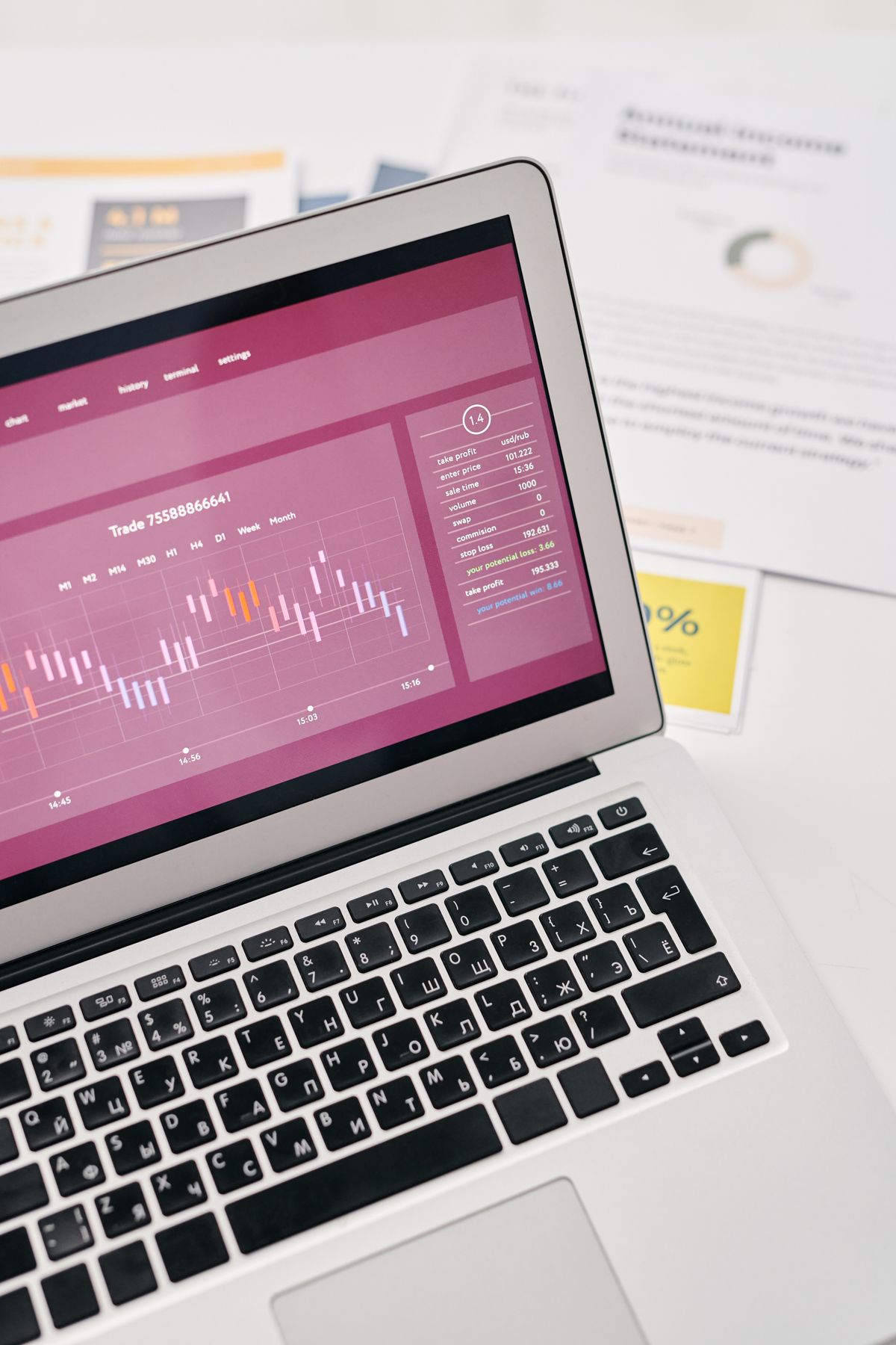 Laptop displaying analytics dashboard with business performance graphs