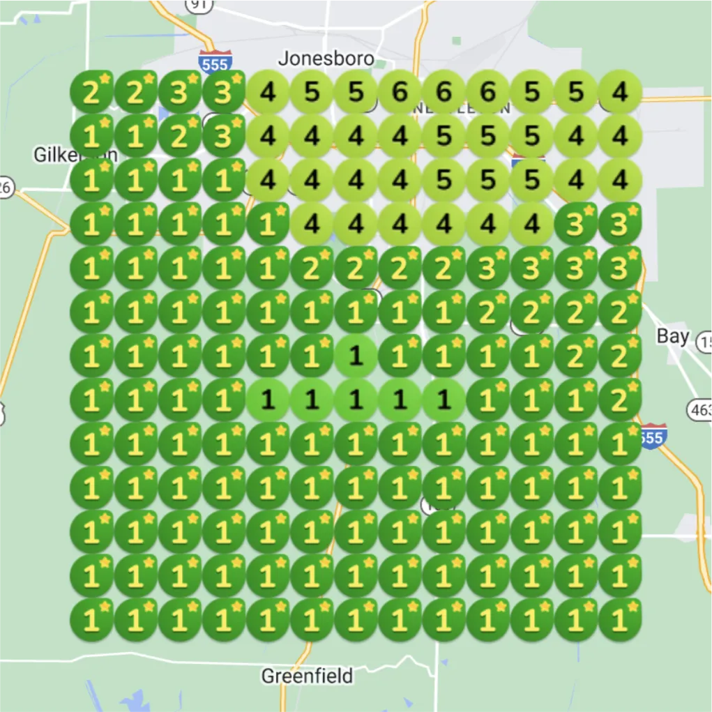 Contractor ranking heatmap after optimization