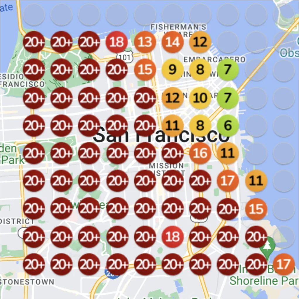 French restaurant ranking heatmap before optimization