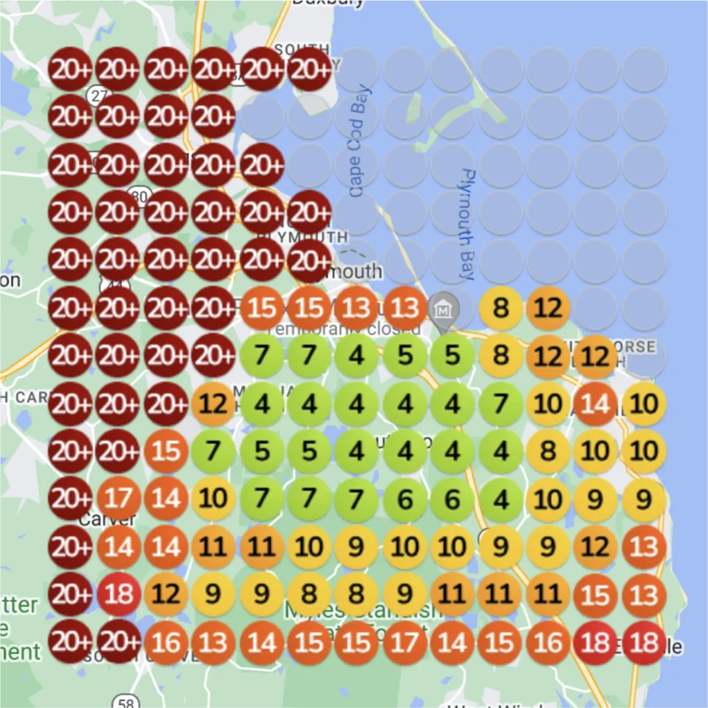 Salon ranking heatmap before optimization