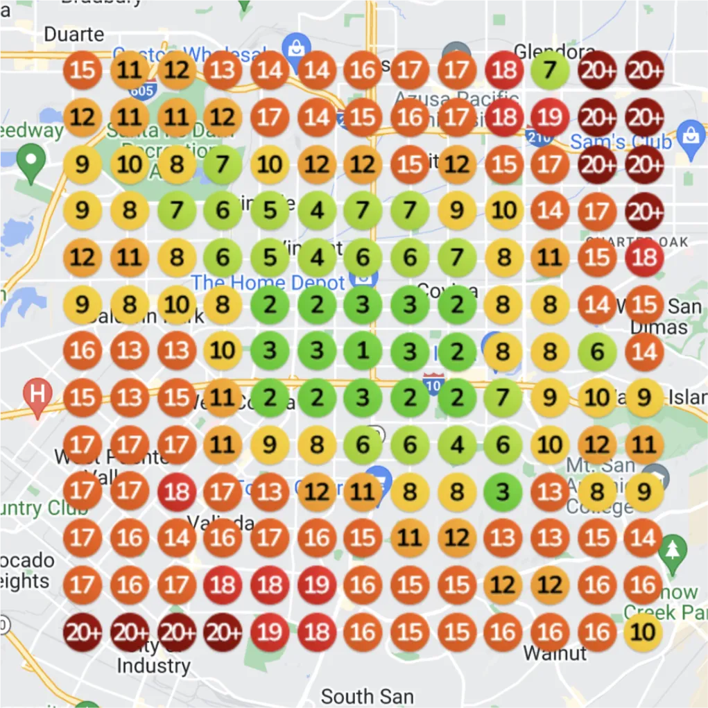 Med spa ranking heatmap before optimization